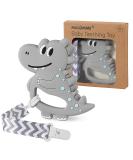 BPA-Free Baby Silicone Teether Dinosaur Pacifiers for Babies 0-12 Months - Teething Relief Toy Gift Set in Grey - Buy Online on GoSupps.com