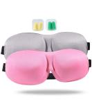 Upgraded 3D Contoured 100% Blackout Eye Mask for Sleeping | Lightweight & Comfortable with PU Ear Plugs | Adjustable Strap | Extra Soft Eye Shades for Women, Men, Travel, Naps - Pink & Grey - Buy Online on GoSupps.com