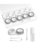 Smatime 5-Piece Travel Contact Lens Case - Portable Container for Hard & Soft Lenses - Gray Cosmetic Storage Box - Buy Online on GoSupps.com