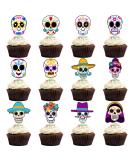 Sugar Skull Cupcake Topper Day of the Dead Cake Topper Mexican Fiesta Decoration(24 PCS) - Buy Online on GoSupps.com