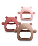 BPA Free 3 Pack Baby Teething Toy Set for 0-6 Months | Never Drop Silicone Hand Pacifier Teether for Babies 6-12 Months | Safe Infant Chew Toys in Brown, Pink, Red - Buy Online on GoSupps.com
