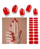 Foyute Semi Cured Gel Nail Strips 20 Pcs Soft Self-Adhesive Gel Nail Polish Wraps Sticker for Salon-Quality Manicure Set Long Lasting Easy to Apply & Remove Nail File & Wooden Stick (Red C) - Buy Online on GoSupps.com