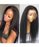 Alidiamond 18 Inch Kinky Straight Human Hair Wig | PrePlucked 13x4 Brazilian Remy | 180% Density Yaki Straight Wig for Women - Buy Online on GoSupps.com