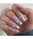 Vatocu Christmas False Nails - 24pcs Long Xmas Press on Nails with Snowflakes Glitter for Women and Girls - Buy Online on GoSupps.com