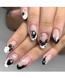Ghost Press on Nails Short Glossy Virus Fake Nails Almond Cartoon Print - 24Pcs Set (Style G) - Buy Online on GoSupps.com