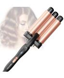 Buy Curling Iron 3 Barrels for Beach Waves - Adjustable Fast Heating Wave Iron for All Hair Types - Rose Gold - Buy Online on GoSupps.com