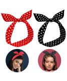 Red Polka Dot Rockabilly Forehead Straps for Women | 2-Piece Bow Wire Headband - Retro Hair Accessories & Perfect Gift for Girls - Buy Online on GoSupps.com