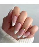 Justotry 24 Pcs Beige French Press on Stiletto False Nails with Jewels - Medium Length | Nail Glue and Almond Stick On Included | Fake Nails for Women - Buy Online on GoSupps.com