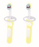 Mam Baby's Brush Set C121 - 2-Piece Toothbrush Set for 6+ Months - Compact Handle & Safety Ring - Buy Online on GoSupps.com