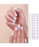 Semi Cured Gel Nails Strips - 20 Stickers Nail Wraps Soft Self - Solid Purple Full Wraps Nail Polish Stickers French Style (French Simple Style) Gradient Violet - Buy Online on GoSupps.com