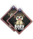 2pcs Baby on Board Car Warning Sticker Set with Suction Cups - Highland Cow Design - Buy Online on GoSupps.com