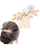Fairvir Gold Flower Bridal Hair Combs - Elegant Pearl Leaf Accessories for Weddings | Bridal Jewelry for Women & Girls - Buy Online on GoSupps.com