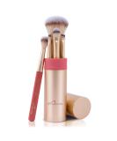 Luvia Cosmetics Travel Brush Set - 5 Vegan Makeup Brushes & Storage - Anniversary Edition in Gold/Rosy Coral - Buy Online on GoSupps.com