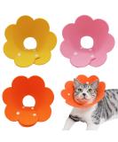 3Pcs Cat Recovery Collar Set - Sunflower Neck Cone for Anti-Licking & Biting - Pink Orange Yellow - Buy Online on GoSupps.com