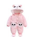 Minizone Baby Hooded Winter Romper with Footies and Hat | Girls Snowsuit Jumpsuit 3-6 Months Panda Design - Buy Online on GoSupps.com