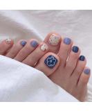 24Pcs French Square False Toenails Glossy Press on Toenails Cute Flower Stick on Toenails Short Acrylic Full Cover Artificial Summer Fake Toenails for Women and Girls Daily Decorations Blue Toenails - Buy Online on GoSupps.com