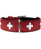 HUNTER SWISS dog collar leather high quality Swiss cross 37 (XS-S) red/black red/black 37 (XS-S) Collar - Buy Online on GoSupps.com