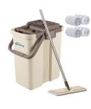 Oshang Flat Squeeze Mop and Bucket - Hand-Free Wringing - 4 Washable Microfiber Pads - for Hardwood, Laminate, Tile Floors - Buy Online on GoSupps.com