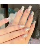 24pcs Long Square French Fake Nails - Gradient 0208Y88 | Removable Glue-on Nails for Women & Girls - Buy Online on GoSupps.com