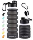 Nefeeko 26oz Collapsible Water Bottle | Silicone Foldable & Leakproof | BPA Free | Portable Sport Bottle with Carabiner | Ideal for Travel, Camping, Hiking - Buy Online on GoSupps.com