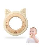 Natural Wood & Silicone Cat Bite Ring | Eco-Friendly Baby Toy - BPA Free Safe Gripping Toy Perfect Birth Gift - Buy Online on GoSupps.com