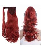 iLUU Wrap Around Ponytail Hair Extensions Long Curly Wavy Magic Paste Ponytial Hair 18Inch Bright Red Synthetic Binding Pony Tails (100g 130M Bright Red) #130M-bright red - Buy Online on GoSupps.com