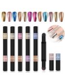 RoseFlower 6pcs Double Head Chrome Mirror Effect Nail Powder Pen - 12 Colors Glitter & Manicure Tool #4 - Buy Online on GoSupps.com