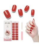 Foyute Semi Cured Gel Nail Strips 20 Pcs Soft Self-Adhesive Gel Nail Polish Wraps Sticker for Salon-Quality Manicure Set Long Lasting Easy to Apply & Remove Nail File & Wooden Stick (Red B) - Buy Online on GoSupps.com