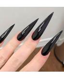 Solid Black Stiletto Press-On Nails - Long Glossy 24PCS Gift Set for Women & Girls | QQPPOLIU - Buy Online on GoSupps.com