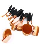 BeautyCoco Oval Toothbrush Makeup Brush Set - 10 Piece Rose Gold Cosmetic Tool Set in Gift Box - Buy Online on GoSupps.com