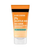 Clear & Defend Oil-Free 2% Salicylic Acid Face Scrub - Daily Exfoliating Cleanser for Acne-Prone Skin Unclogs Pores & Prevents Breakouts - 150 ml - Buy Online on GoSupps.com