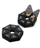 Travel Pill Box Organiser 7 Day 2 Times a Day 2Pcs Portable Black Weekly Medicine Storage - Buy Online on GoSupps.com