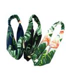 Aysekone 3 Pack Elastic Tropical Beach Wind Headbands - Green Banana Leaves Printed Cross Knot Hair Accessories for Women and Girls - Buy Online on GoSupps.com
