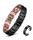 Vicmag Copper Bracelet for Men - Ultra Strength Magnetic Double Row - 99.99% Pure Copper - Adjustable with Tool - Gift Box Included (Black 4 Elements) - Buy Online on GoSupps.com
