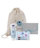 Chicco Natural Sensation Gift Set | 100% Cotton Pocket Diaper Mat 4-in-1 Cream & 16 Cleaning Towels - International Shipping Available - Buy Online on GoSupps.com