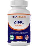 Vitamatic Zinc 50mg - Immunity Boosting Supplement with Zinc Gluconate | 120 Tablets - Buy Online on GoSupps.com