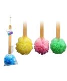 4-Pack Long Wooden Handle Back Scrubber Bath Shower Sponge Exfoliating Body Brush - Nylon Puff Spa - Buy Online on GoSupps.com