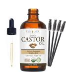 Organic Castor Oil 4oz - USDA Certified, 100% Pure for Eyelashes, Eyebrows, Hair Growth - Skin Moisturizer & Hair Treatment - Buy Online on GoSupps.com