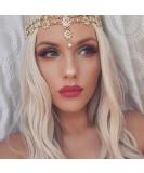 Jovono Boho Flower Head Chain Gold Pearl Headband Pearl Hair Accessories for Women and Girls - Buy Online on GoSupps.com