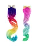 Rainbow Ombre Curly Hair Extensions for Kids - 2 Pack Ponytail Barrettes - Buy Online on GoSupps.com
