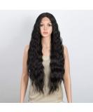 D but Lace Front Wig 75 cm - Super Long 5% Brazilian Hair & 95% Heat-Resistant Synthetic - Natural Black - Buy Online on GoSupps.com