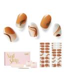 NAILOG Semi Cured Gel Nail Strips 34 pcs Salon-Quality Gel Nail Stickers Long Lasting Nail Wraps for Women with Soft Gel Finish Maze - Buy Online on GoSupps.com