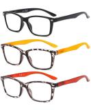 Suertree Feather Hinge Reading Glasses (3 Pack) - 2.5x Dioptria - Stylish Visual Aid for Men & Women - Black Yellow & Red - Buy Online on GoSupps.com
