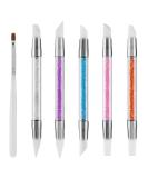 Cobee 5PCS Nail Art Acrylic Sculpture Pen Set with Gel Brush and Rhinestone Carving Pens - Silicone Head, Acrylic Handle, Rubber Tip - Buy Online on GoSupps.com