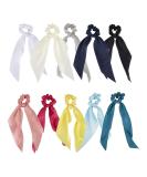 10 Pack Colorful Satin Hair Bows Scrunchies - Elastic Hair Ties Ponytail Headbands for Women - Buy Online on GoSupps.com