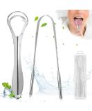 Stainless Steel Tongue Scraper 2 Pack - Effective Oral Care Tool for Adults & Kids | Reduce Bad Breath & Halitosis with Protective Case - Buy Online on GoSupps.com