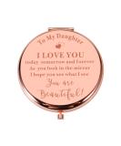 Rose Gold Daughter Compact Makeup Mirror - Perfect Gift for Teen Girls | Birthday, Valentine's Day, Graduation | From Mom & Dad - Buy Online on GoSupps.com