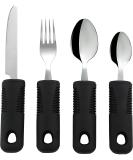 Extra Wide Easy Grip Cutlery Set - Ideal Dining Aid for Elderly and Disabled - 4PCS Black - Buy Online on GoSupps.com