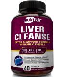 NutriFlair Liver Cleanse Detox with Milk Thistle - 60 Veggie Capsules - Buy Online on GoSupps.com