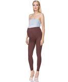 SOFTSAIL Maternity Leggings with Belly Support | High Waisted Cotton Trousers for Pregnancy | Stretchy Brown Maternity Pants - Buy Online on GoSupps.com